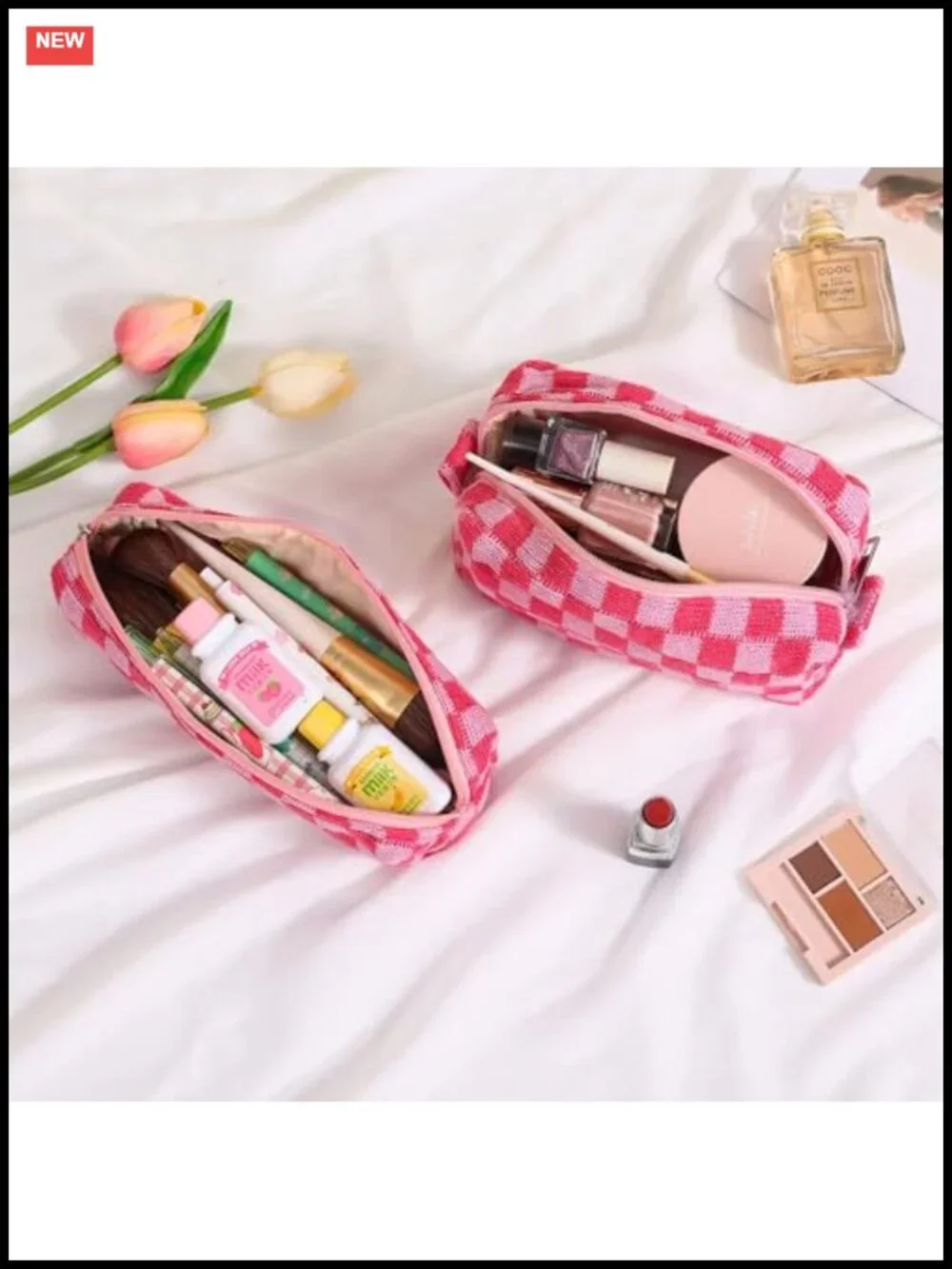 Large Capacity Makeup Bag Set with Pencil Case, Travel Toiletry Organizer,